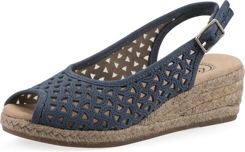 White Mountain Women's Maize II Perforated Slingback Espadrille Wedge Sandal in Saudi Arabia