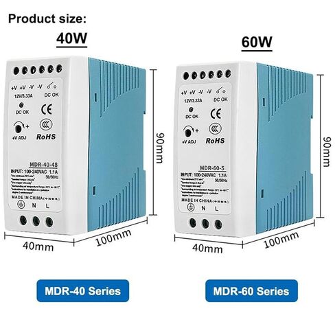 1pcs 5V 12V 24V 48V Power MDR-20W 60W 100W Industrial AC/DC Din Rail Power Supply Switch Single Output Switching(MDR-60-5V) in Saudi Arabia