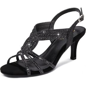 Women Kitten Heels Sparkly Dress Shoes Rhinestone High Heel Open Toe Ankle Strap Womens Sandals Wedding Formal in Saudi Arabia