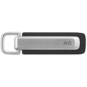 Audi 3182500700 Keyring Metal Leather Pendant Key Ring Engraved with A6 Lettering and Audi Rings Logo, Silver/Black in Kuwait
