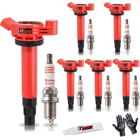 حزمة ملف الإشعال المطورة وقابس الإشعال متوافق مع 3.3 V6 2004 2005 2006 2007 2008 Toyota Sienna Highlander Solara Lexus RX330 ES330 RX 330 ES 330 3.3L يستبدل UF506 in Kuwait