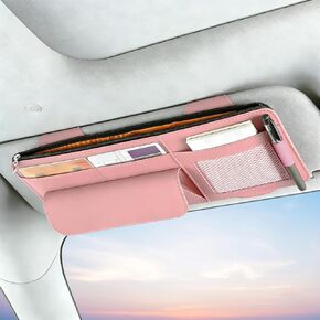 Car Visor Organizer - Sun Visor Storage with Sunglasses Holder,Visor Document Holder and Card Clip Leather Car Interior Accessory Fit for Truck SUV Vehicle in Kuwait