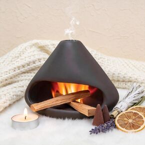 مبخرة بالو سانتو المصنوعة يدويًا من السيراميك - شيمينيا صغيرة، مساعدة الاسترخاء والتأمل في اليوجا، حامل بالو سانتو متعدد الوظائف، مبخرة بخور مريمية ومخروطية، هدية فريدة in Kuwait