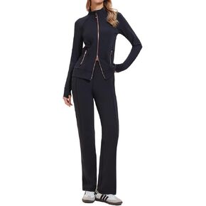 بدلة رياضية نسائية مكونة من قطعتين من Airfree بقصة ضيقة وسترة مزدوجة بسحاب وسروال ساق مستقيمة طقم ملابس من قطعتين بدلة رياضية in Kuwait