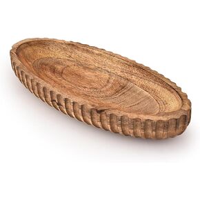 أطباق كايزن كاسا المزخرفة من خشب المانجو لديكور المنزل، قطعة مركزية للديكور المنزلي للطاولة (14 بوصة × 6 بوصة × 2.25 بوصة) in Kuwait