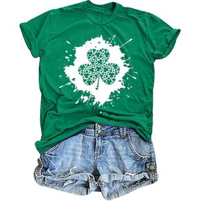 قمصان نسائية لعيد القديس باتريك، تي شيرت Lucky Shamrock برسومات جرافيك، تي شيرت Lucky St Patricks Day، تي شيرت أخضر أيرلندي in Kuwait