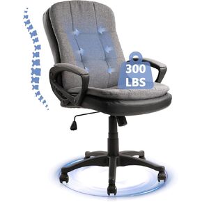 كرسي مكتب من قماش القماش من CLATINA، كرسي مكتب دوّار 360 درجة مع مسند ظهر منجد ناعم، ارتفاع قابل للتعديل في منتصف الظهر مريح لمهام الكمبيوتر مع أذرع وعجلات، رمادي، 300 رطل in Kuwait