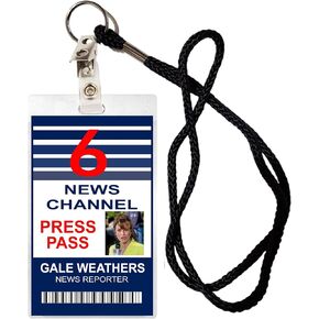Gale Weathers، بطاقة تعريف الصراخ/بطاقة المرور الصحفية، شارة مغلفة بمشبك وحبل قصير، زي الهالوين، الحفلات التنكرية، دعامة الفيلم in Kuwait