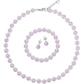 8mm Pearl Necklace Set - Necklace Bracelet Earrings Trio for Women and Girls, Faux Pearl Jewelry Set for Wedding, Party, Daily Fashion in Saudi Arabia