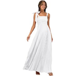 Square Neck Pleated Satin Bridesmaid Dresses Bow Straps Empire Waist Formal Evening Prom Ball Gowns for Women in Kuwait