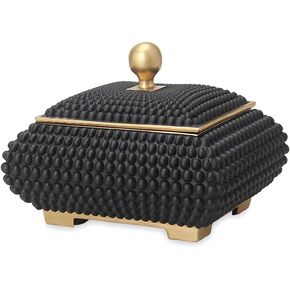 Resin Jewelry Storage Boxes, Personalized Nightstand Organizer Decorative Trinket Box with Lid, Memory Box for Keepsakes, Perfect for Vanity Bedside Office Desktop Decor - 9.8", Black in Saudi Arabia