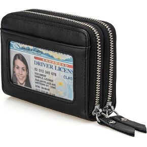 محفظة للنساء، حامل بطاقة ائتمان نحيف RFID مع نافذة لبطاقة الهوية، محفظة صغيرة بسحاب مزدوج للنساء مع جيب للعملات المعدنية in Kuwait