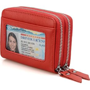 Wallet for Women,Slim RFID Blocking Credit Card Holder with ID Window,Double Zipper Compact Purses for Women with Coin Pocket in Saudi Arabia