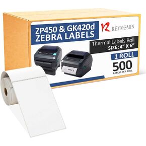ملصقات شحن حرارية مقاس 4 × 6 بوصات - 500 ملصق لكل لفة - متوافقة مباشرة مع طابعات ملصقات Zebra GK420d وD450BT وZP450 in Kuwait