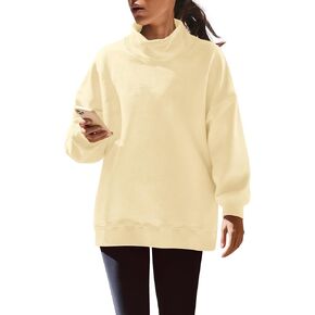 Yanekop Womens Mock Turtleneck Sweatshirt Oversized Turtle Necks Tops Casual Long Sleeve Pullover Sweatshirts Outfits in Saudi Arabia