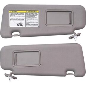 Complete Set Left & Right Side Sun Visors with Light for Toyota Highlander 2008-2013 (Driver & Passenger) - Replaces 74320-48500-B0 & 74320-0E050-B0, Gray in Kuwait