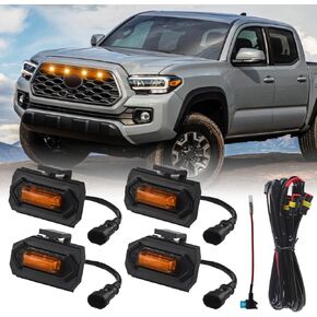Teguangmei 4PCS Front Grill Lights Compatible with Toyota Tacoma TRD Sport/Off-Road/Prerunner 2024 2025, LED Grille Light Bar with 4-in-1 Wire Harness & Fuse Adaptor, Tacoma Accessories (White) in Kuwait
