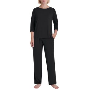 Women's Petite Pajama Set 3/4 Sleeve Shirt with Pants in Kuwait