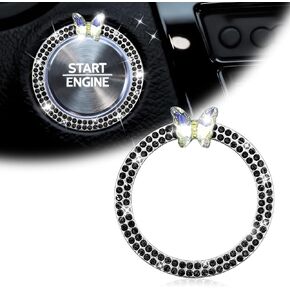 Butterfly Car Push Start Button Cover Ring Sparkling Rhinestone Ring Emblem for Car Buttons and Knobs Bling Accessories Ignition Starter Decoration Crystal Protection Ring, Red in Kuwait