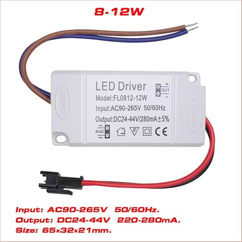 1 قطعة LED مصدر الطاقة 4-7 واط/8-12 واط/13-18 واط 280mA محول سائق مع محول الإضاءة AC90-265V لإضاءة لوحة LED النازل (8-12 واط) in Saudi Arabia