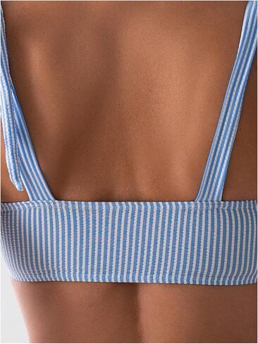 Floerns Women's 2 Piece Striped Bikini Sets Tie Shoulder Swimsuit High Waisted Beach Bathing Suit in Saudi Arabia