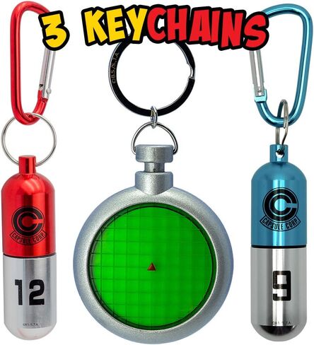 ABYSTYLE Dragon Ball Z Capsule Corp 3D Keychains Gift Set, Red, Blue Capsules, Light & Sound Radar Keychain DBZ Anime Manga Accessories 3 Pcs in Saudi Arabia