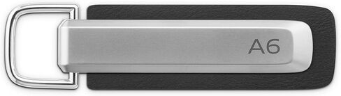 أودي 3182500700 حلقة مفاتيح معدنية من الجلد قلادة مفاتيح منقوشة بحروف A6 وشعار حلقات أودي، فضي/أسود in Kuwait