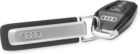 أودي 3182500700 حلقة مفاتيح معدنية من الجلد قلادة مفاتيح منقوشة بحروف A6 وشعار حلقات أودي، فضي/أسود in Kuwait