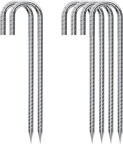 10 قطع من أوتاد حديد التسليح على شكل خطاف عالي التحمل، 【طول 12 بوصة بما فيه الكفاية】 1/4 بوصة من الفولاذ المطلي المقاوم للصدأ مرساة أرضية، أوتاد معدنية للحديقة أوتاد خيمة أوتاد ترامبولين in Kuwait