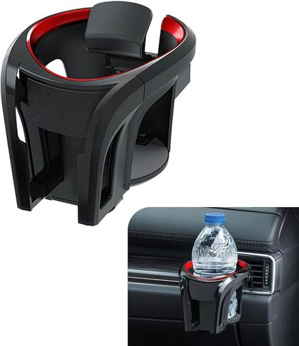 Car Cup Holder, ABS Multi-Functional Car Vent Mount for Water Bottles Ashtrays Phones, Adjustable Anti-Slip & Noise-reducing Vehicle Mount, Universal for Most Vehicles (Black) in Saudi Arabia