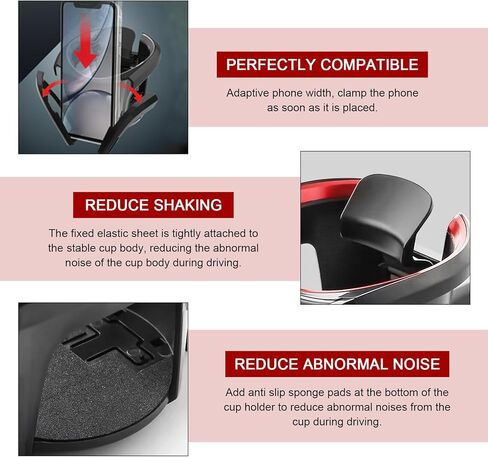 Car Cup Holder, ABS Multi-Functional Car Vent Mount for Water Bottles Ashtrays Phones, Adjustable Anti-Slip & Noise-reducing Vehicle Mount, Universal for Most Vehicles (Black) in Saudi Arabia