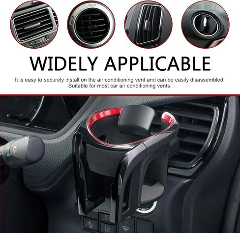 Car Cup Holder, ABS Multi-Functional Car Vent Mount for Water Bottles Ashtrays Phones, Adjustable Anti-Slip & Noise-reducing Vehicle Mount, Universal for Most Vehicles (Black) in Saudi Arabia