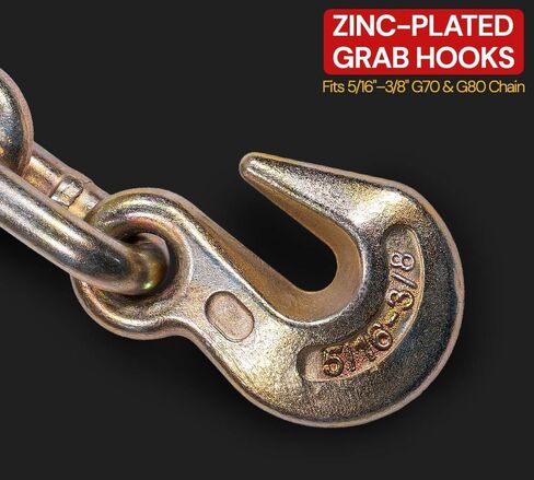 Mytee Products 4 Pack 5/16" - 3/8" Hi-Viz Green Heavy Duty Folding Handle Ratchet Load Binder w/Grab Hook 7,100 lbs WLL | Tie Down Hauling Chain Binders for Flatbed Truck Trailer in Kuwait