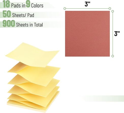مستر بن - عبوات ملاحظات لاصقة منبثقة 3×3، 18 وسادة، 900 ورقة، ألوان عتيقة، وسادات مذكرة ذاتية اللصق للموزعات، مثالية للمنزل والمكتب والمدرسة، ملاحظات مخزنة لمجلة الكتاب المقدس in Kuwait