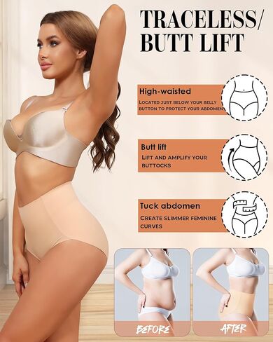 Seamless High Rise Women's Underwear Tummy Control Briefs No Pinch Design Odor-Resistant Panties Squat-Proof Fabric in Saudi Arabia