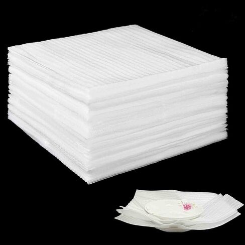 100 عبوة من ملاءات التغليف الإسفنجية، 12 × 12 بوصة من رغوة التغليف الرغوية، حشوة سميكة من البولي إيثيلين مقاس 1/16 بوصة لحماية الأطباق والأواني الزجاجية أثناء النقل والشحن | غير كاشطة وخالية من الغبار in Kuwait