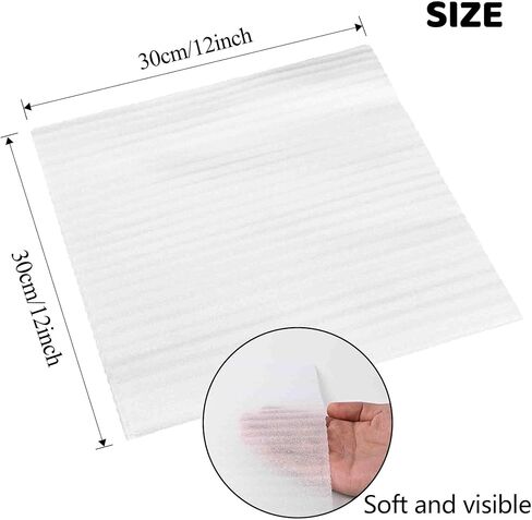 100 عبوة من ملاءات التغليف الإسفنجية، 12 × 12 بوصة من رغوة التغليف الرغوية، حشوة سميكة من البولي إيثيلين مقاس 1/16 بوصة لحماية الأطباق والأواني الزجاجية أثناء النقل والشحن | غير كاشطة وخالية من الغبار in Kuwait