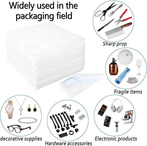100 عبوة من ملاءات التغليف الإسفنجية، 12 × 12 بوصة من رغوة التغليف الرغوية، حشوة سميكة من البولي إيثيلين مقاس 1/16 بوصة لحماية الأطباق والأواني الزجاجية أثناء النقل والشحن | غير كاشطة وخالية من الغبار in Kuwait