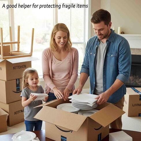 100 عبوة من ملاءات التغليف الإسفنجية، 12 × 12 بوصة من رغوة التغليف الرغوية، حشوة سميكة من البولي إيثيلين مقاس 1/16 بوصة لحماية الأطباق والأواني الزجاجية أثناء النقل والشحن | غير كاشطة وخالية من الغبار in Kuwait