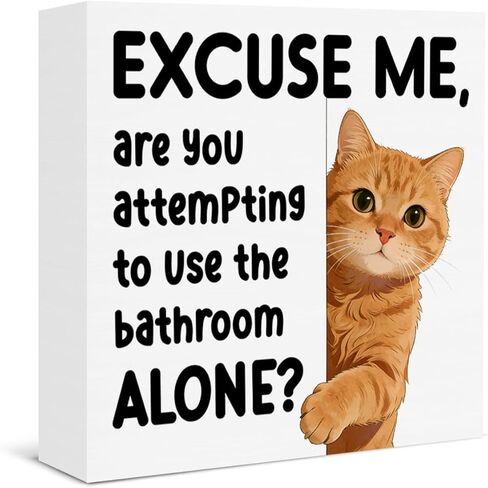Funny Bathroom Cat Decor Welcome to the Bathroom a Cat Will Be with You Shortly Rustic Wooden Box Sign for Home Toilet Shelf Wall Decor in Saudi Arabia