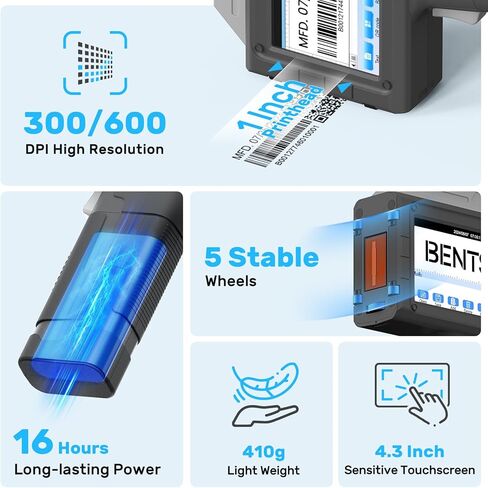 BENTSAI Handheld Printer 1 Inch BT-HH6210B Bundle with 2-Pack EB22B Original Solvent Fast Dry Black Ink Cartridge use for Code Date Logo Text Printing in Kuwait