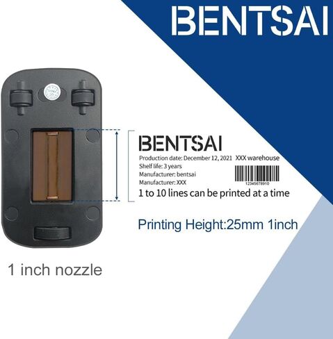 BENTSAI Handheld Printer 1 Inch BT-HH6210B Bundle with 2-Pack EB22B Original Solvent Fast Dry Black Ink Cartridge use for Code Date Logo Text Printing in Kuwait