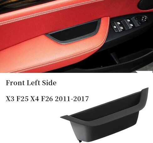 Komillion LDH Car Front Left Door Interior Inner Handle Pull Trim, Fit for BMW X3 X4 F25 F26 2011-2017, Driver Side Armrest Cover Storage Box Container in Saudi Arabia