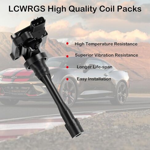 2x Ignition Coil Pack and 4x Spark Plugs for 2002 2003 2004 2005 2006 2007 Mitsubishi Lancer Eclipse Galant Mirage Outlander Chrysler Sebring Dodge Stratus Spark Plugs Coils 2.0 2.4 1.8 L4 UF295 in Saudi Arabia