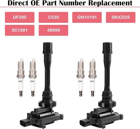 2x Ignition Coil Pack and 4x Spark Plugs for 2002 2003 2004 2005 2006 2007 Mitsubishi Lancer Eclipse Galant Mirage Outlander Chrysler Sebring Dodge Stratus Spark Plugs Coils 2.0 2.4 1.8 L4 UF295 in Saudi Arabia