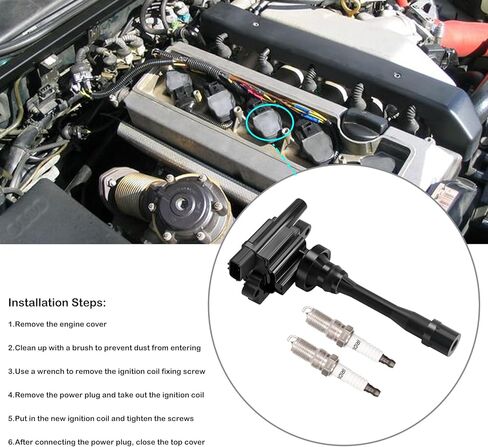 2x Ignition Coil Pack and 4x Spark Plugs for 2002 2003 2004 2005 2006 2007 Mitsubishi Lancer Eclipse Galant Mirage Outlander Chrysler Sebring Dodge Stratus Spark Plugs Coils 2.0 2.4 1.8 L4 UF295 in Saudi Arabia