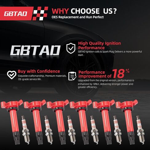 حزمة ملف الإشعال المطورة وقابس الإشعال متوافق مع 3.3 V6 2004 2005 2006 2007 2008 Toyota Sienna Highlander Solara Lexus RX330 ES330 RX 330 ES 330 3.3L يستبدل UF506 in Kuwait