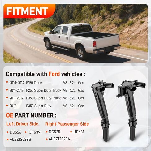 UF631 UF639 Set of 8 Ignition Coil Pack 16 Iridium Spark Plug with Wire Set Compatible with Ford 2010-2014 F150 Truck 2011-2017 F250 F350 Super Duty 2017 E350 Super Duty V8 6.2L Replace#DG526 DG525 in Saudi Arabia