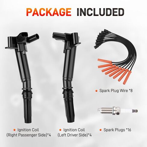 UF631 UF639 Set of 8 Ignition Coil Pack 16 Iridium Spark Plug with Wire Set Compatible with Ford 2010-2014 F150 Truck 2011-2017 F250 F350 Super Duty 2017 E350 Super Duty V8 6.2L Replace#DG526 DG525 in Saudi Arabia