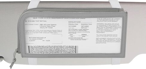 Car Registration Insurance Card Document Holder for Visor, Adjustable Visor Bag Driver's License Holder for Photo, Carrying Case for Registration and Insurance Fit for Most Car, SUV and Truck (Gray) in Saudi Arabia
